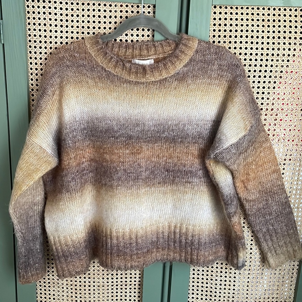 Brown Cropped Crewneck Sweater
